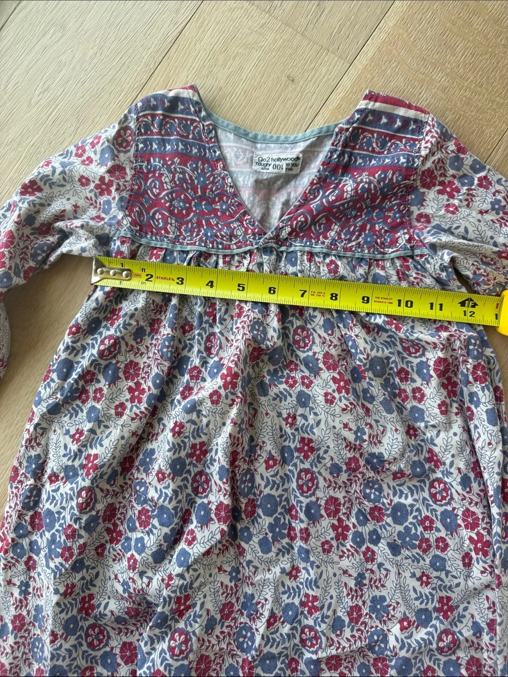 5-6 Girls' vintage Floral Boho Long-Sleeve Dress in Red and Blue💜🦄